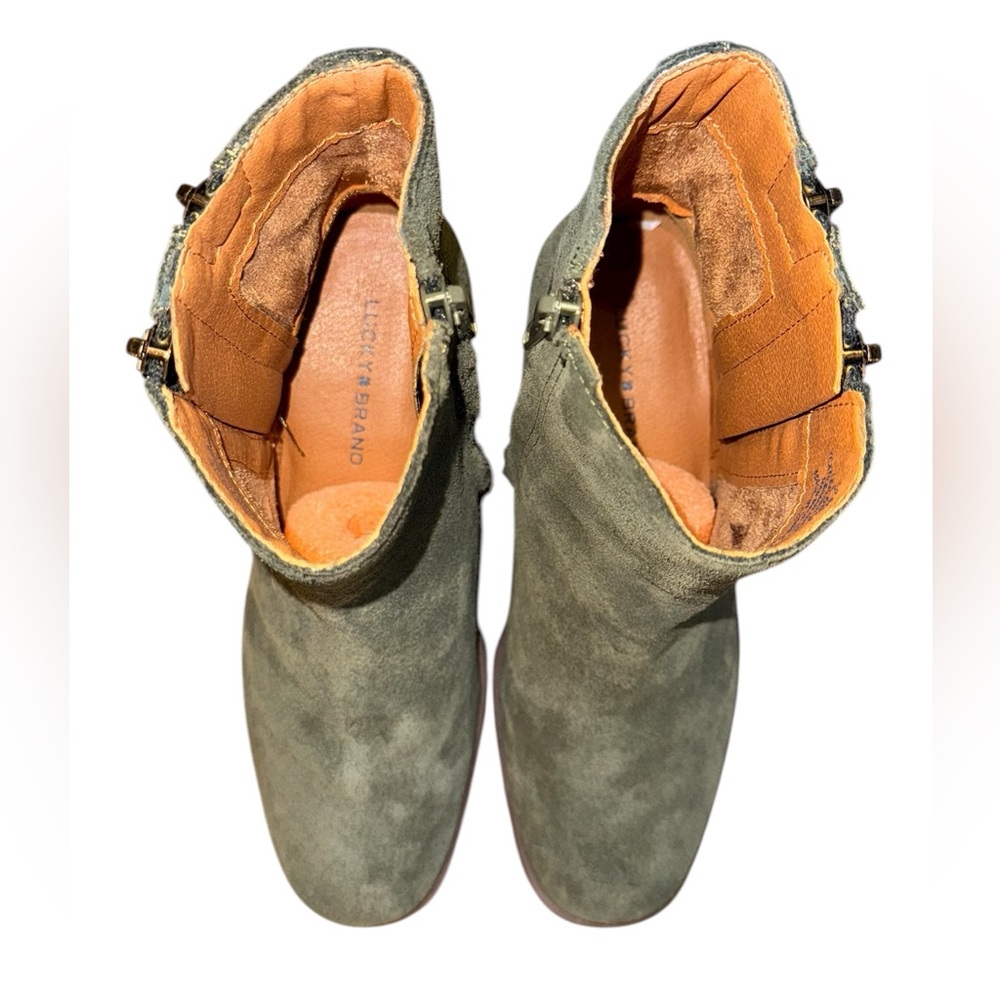 Lucky Brand Suede Ankle Boots Olive Green Women’s Size 6.5 M - Picture 8 of 10